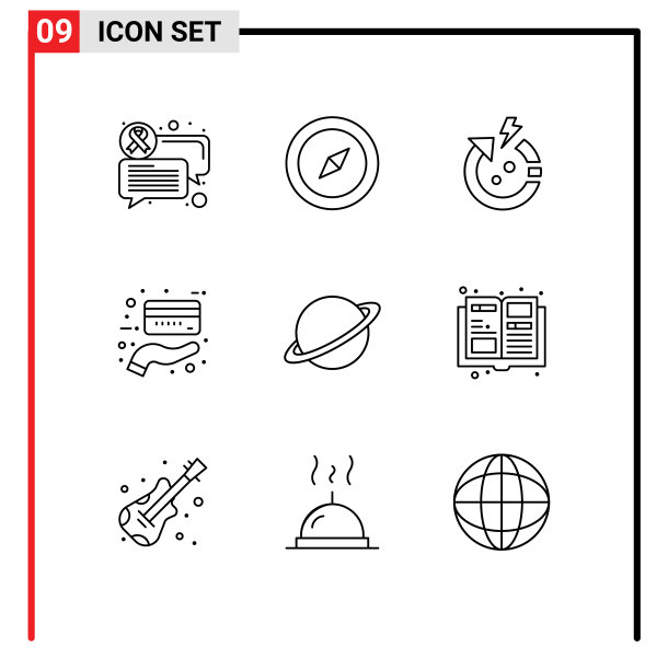 轮廓包9个通用符号火星月亮图片下载
