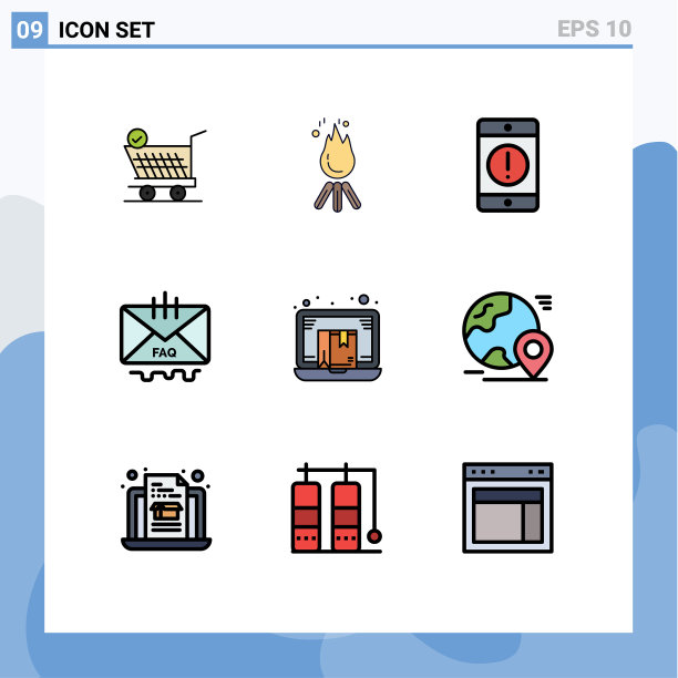 可编辑的线包9简单填充线平图片下载