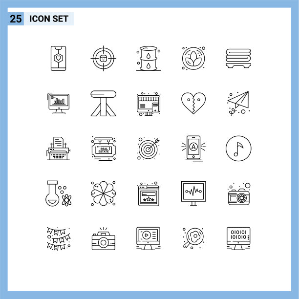 通用图标符号组25个现代线条图片下载