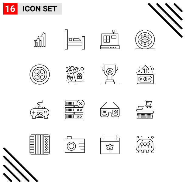 象形图设置16简单轮廓厨房图片下载