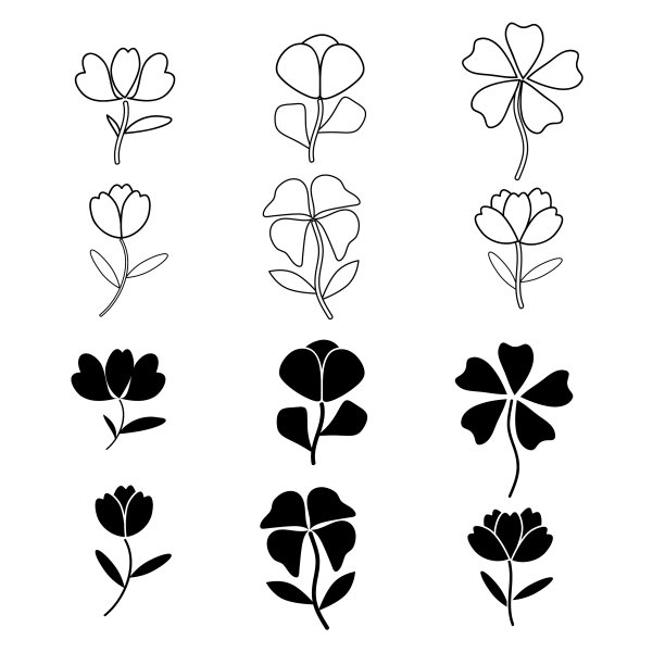 花图标设置在白色背景图片下载