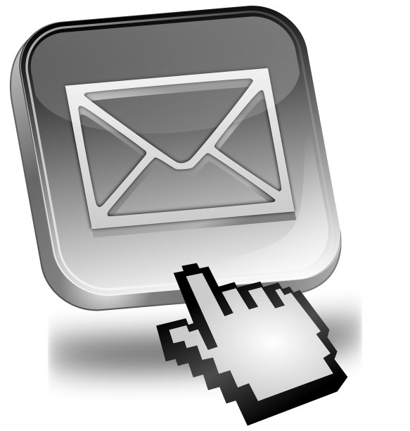 电子邮件按钮与光标- 3D插图图片下载