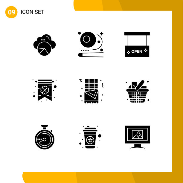 可编辑的线包9个简单的固体字形图片下载