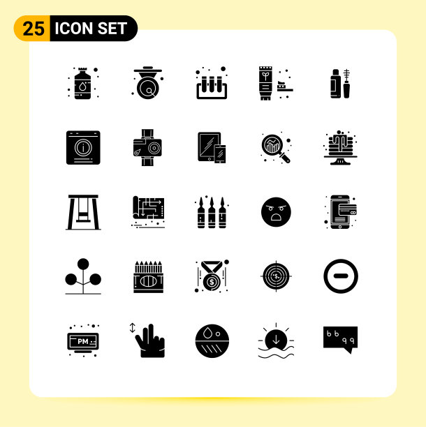 可编辑的线包25个简单的固体符号图片下载