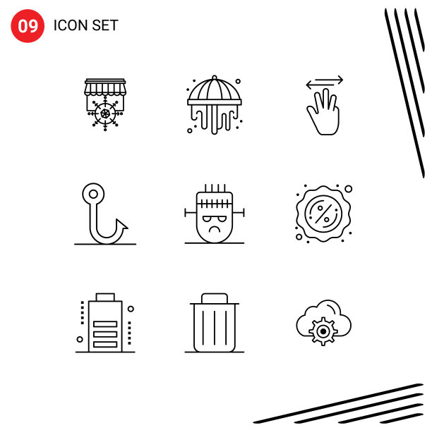 为万圣节在网格上设置9个轮廓图片下载