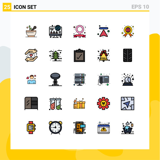 25主题填充线平面颜色和可编辑图片下载