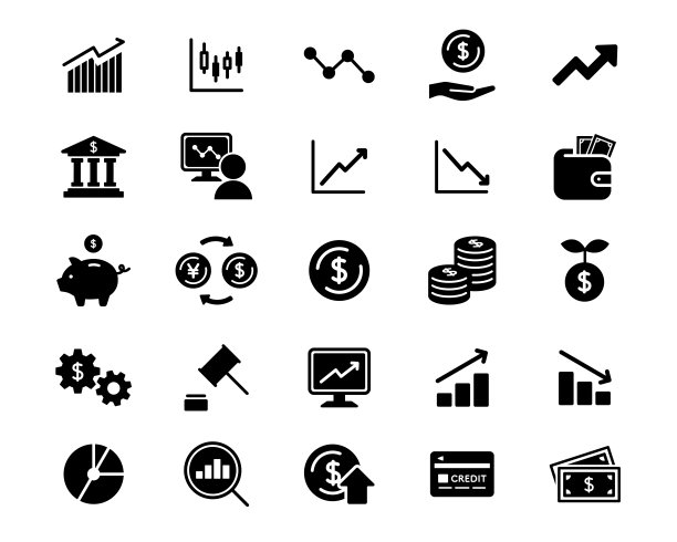 股票和金融图标的设置图片下载