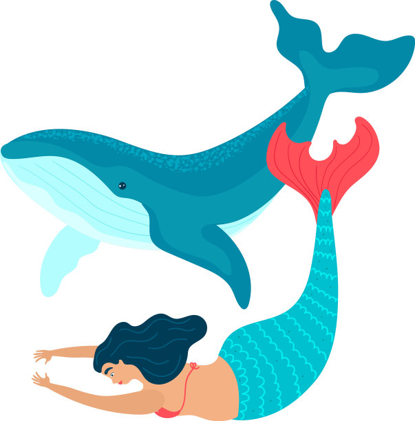 可爱的卡通美人鱼公主旅行游玩图片下载