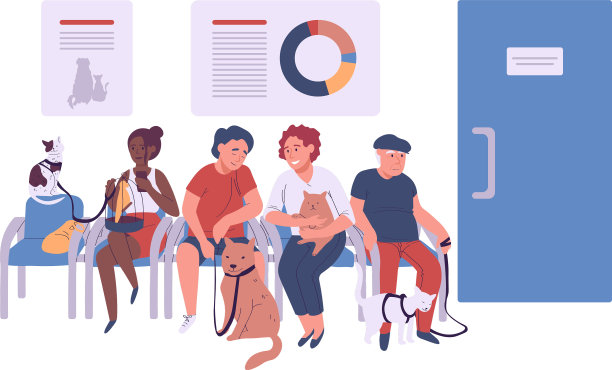 卡通不同的人与生病的宠物如狗和图片下载