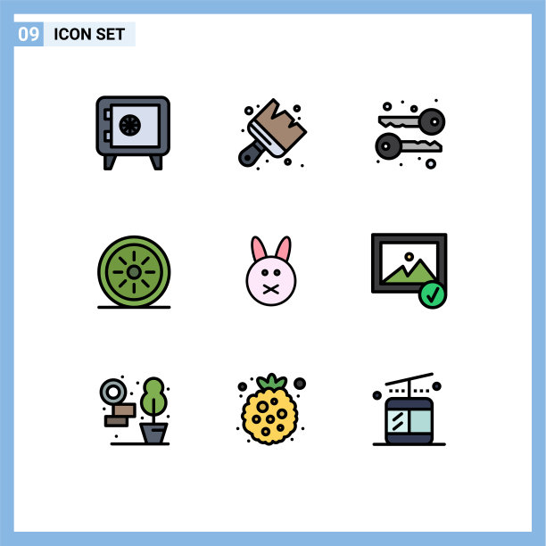 包装9个现代填充线和平色标志图片下载