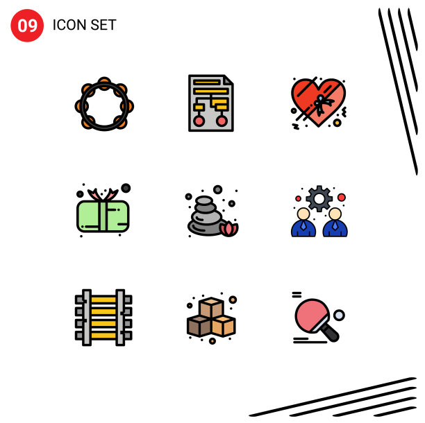 可编辑的线包9简单填充线平图片下载