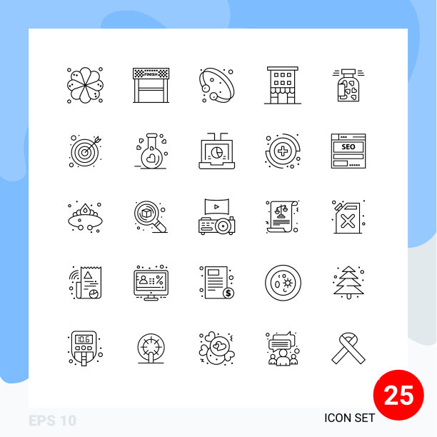 25个主题线和可编辑的符号商店图片下载