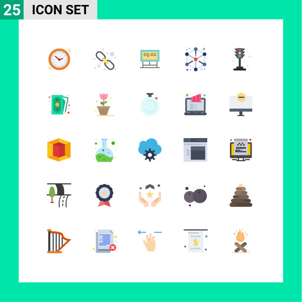 设置25个平面颜色网格的形状立方体网图片下载