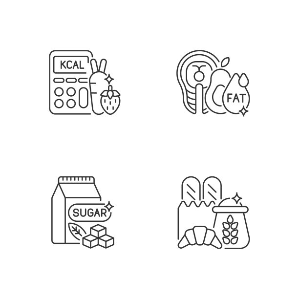 食物减肥线性图标设置图片下载