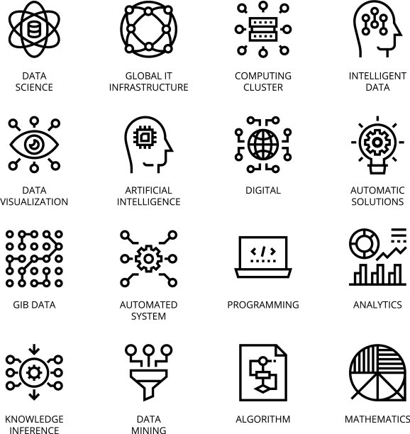 数据科学填充线图标图片下载