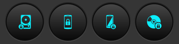 设置硬盘驱动器和锁，智能手机与，和CD或DVD图标。向量图片下载