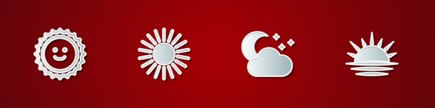 设置太阳，云与月亮和星星和日落图标。向量图片下载