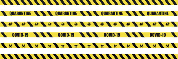 冠状病毒预警信号。Covid-19警告条纹。检疫生物危害的象征。黄黑条纹带。全球流行。矢量插图。每股收益10图片下载