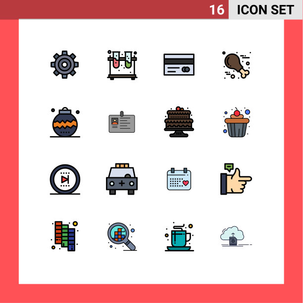 16主题平色填充线条和可编辑图片下载