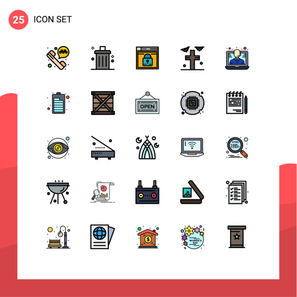 为卷筒纸设置25种通用填充线平面颜色图片下载