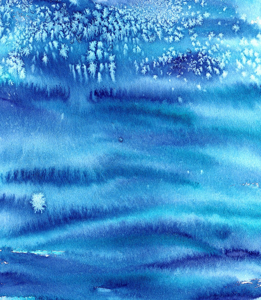 明亮的蓝色水彩背景与条纹不同色调的蓝色条纹和斑点的雪花从盐为设计模板图片下载