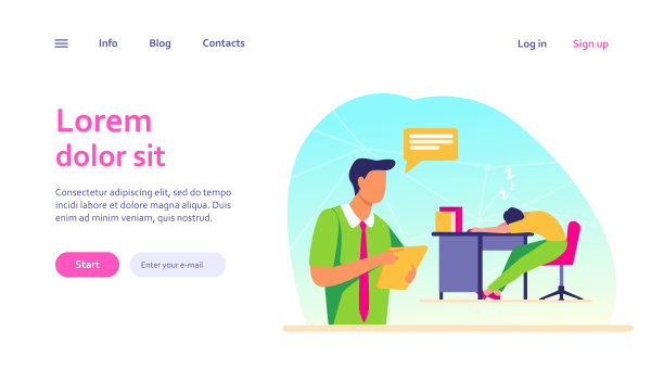 经理用平板电脑报告同事昏昏欲睡图片下载