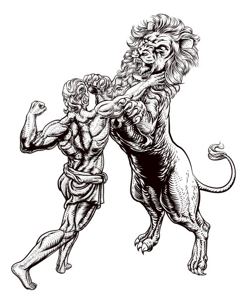 赫拉克勒斯与尼米亚狮子的战斗图片下载