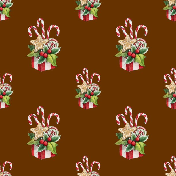 无缝图案与圣诞糖果。图片下载