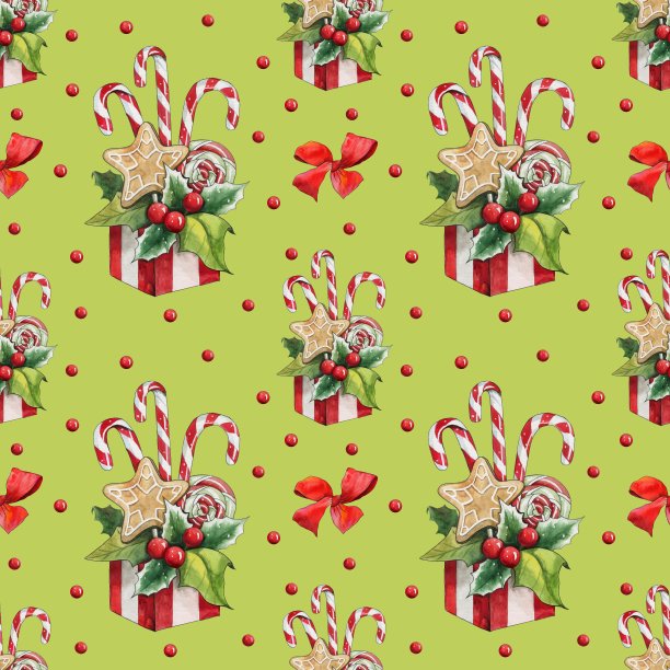 无缝图案与圣诞糖果。图片下载