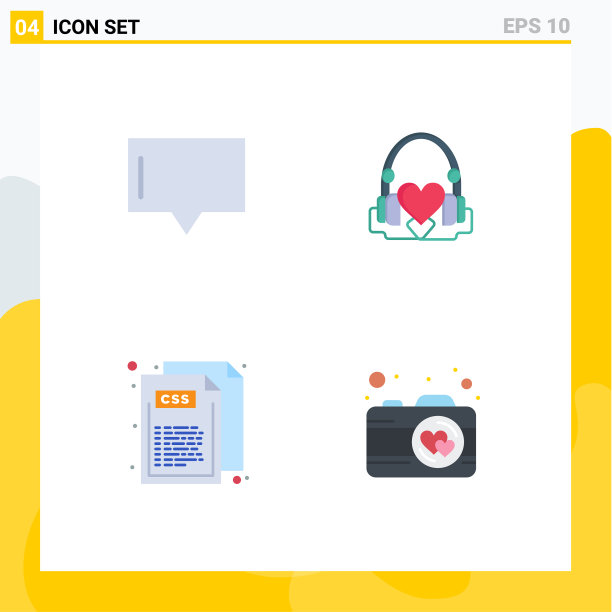 4组平面图标符号和符号图片下载