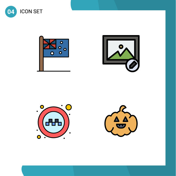 包4个创意填充线平色图片下载