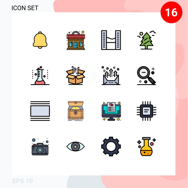 设置16商业平面彩色填充线条包图片下载