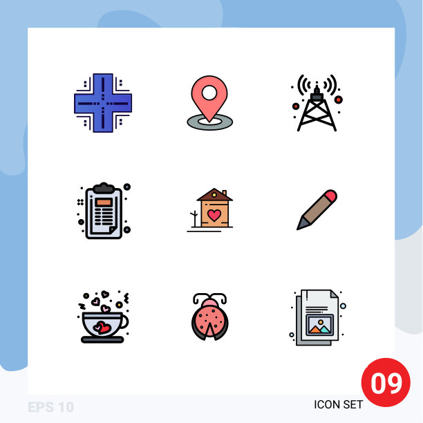 可编辑的线包9简单填充线平图片下载