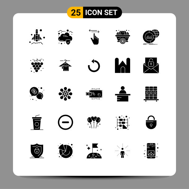 设置25个现代的UI图标符号用于数据图片下载