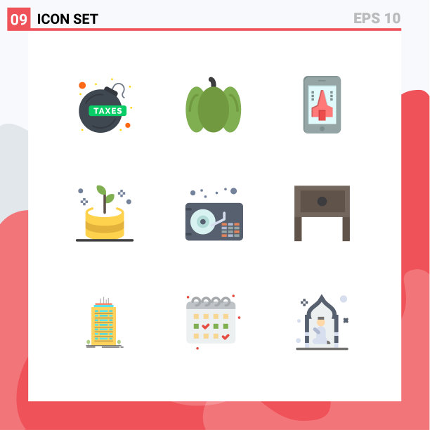 移动界面平面颜色设置9个象形图图片下载