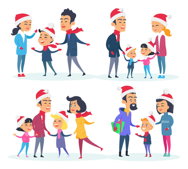 白色背景上的不同家庭图片下载