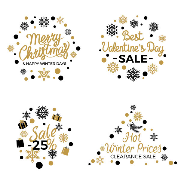 圣诞节和情人节冬季销售标志海报图片下载