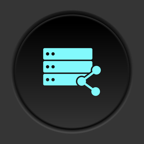 圆形按钮图标，数据库，服务器，共享。按钮横幅圆形，徽章界面的应用说明图片下载