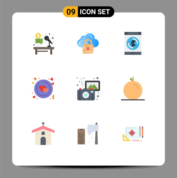 可编辑线包9个简单的平面颜色图片下载