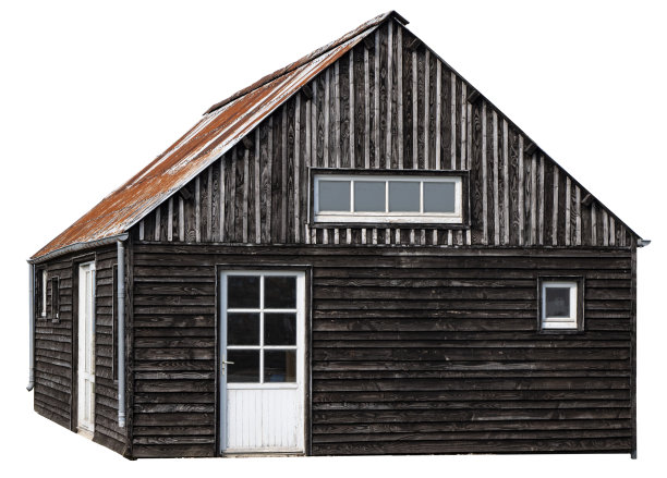 白色背景上孤立的木屋图片下载