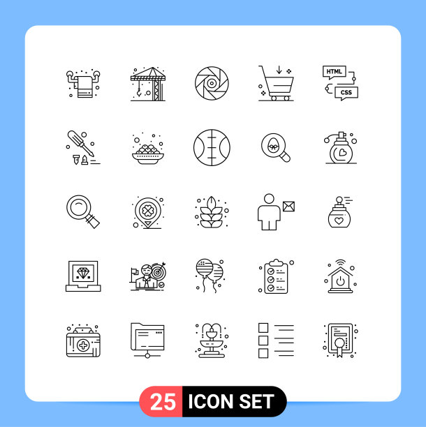 通用图标符号组25个现代线条图片下载