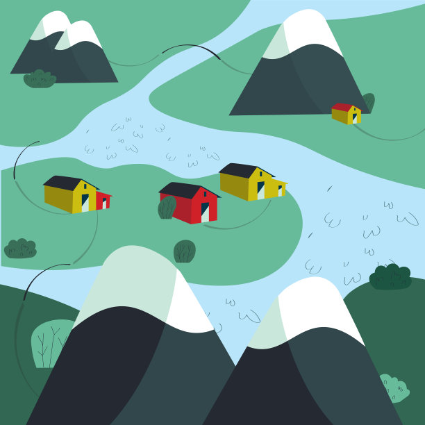 有小房子和树木的小村庄图片下载