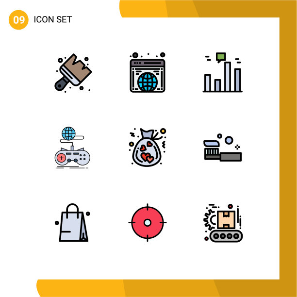 可编辑的线包9简单填充线平图片下载