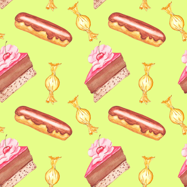 水彩图像的一个无缝图案的糖果图片下载