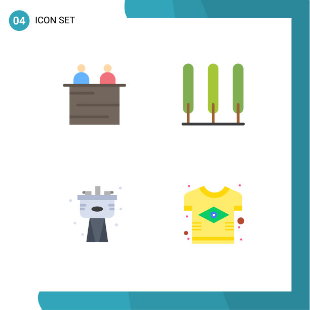 4个主题平面图标和可编辑的符号图片下载