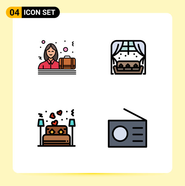 包4个创意填充线平色图片下载