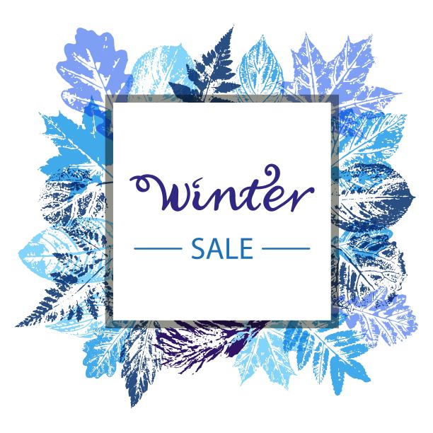 模板框架的冬季销售与冷冻树叶图片下载