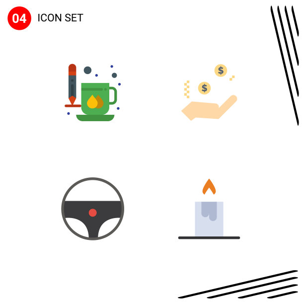 4组平面图标符号和符号图片下载