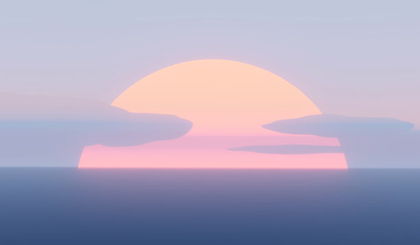 太阳落在云，傍晚日落背景，3d插图图片下载