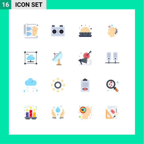 为云设置16个现代UI图标符号图片下载